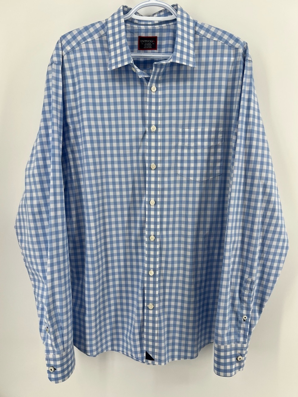 UNTUCKit Men’s Extra Large Tall Regular Gingham Plaid 100% Cotton Button Down